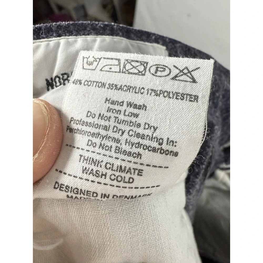 Norse Projects Pants Mens 33x27.5 Aros Cropped Nose Melange Cotton Straight Blue